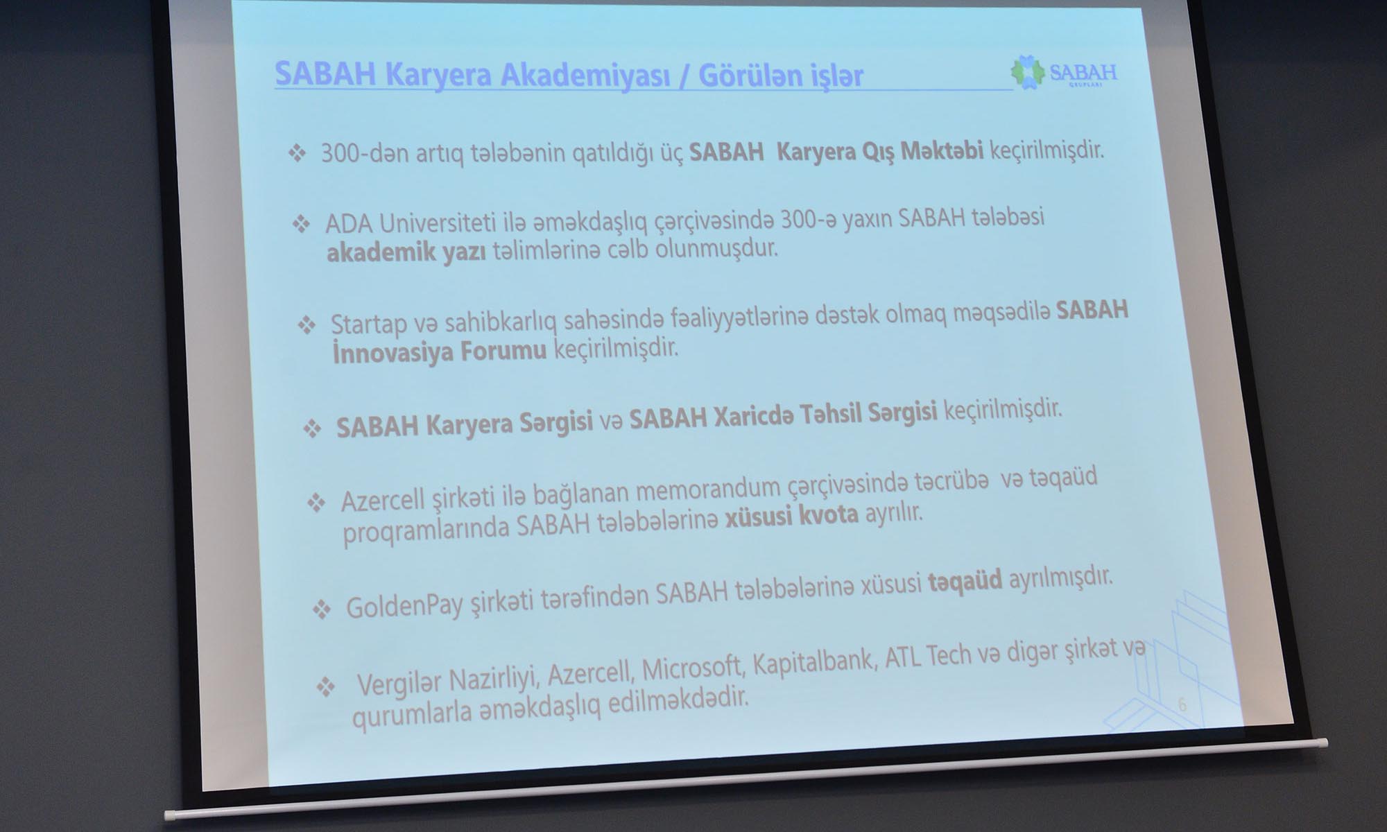 SABAH IV Karyera Qış Məktəbinin iştirakçıları ilə görüş