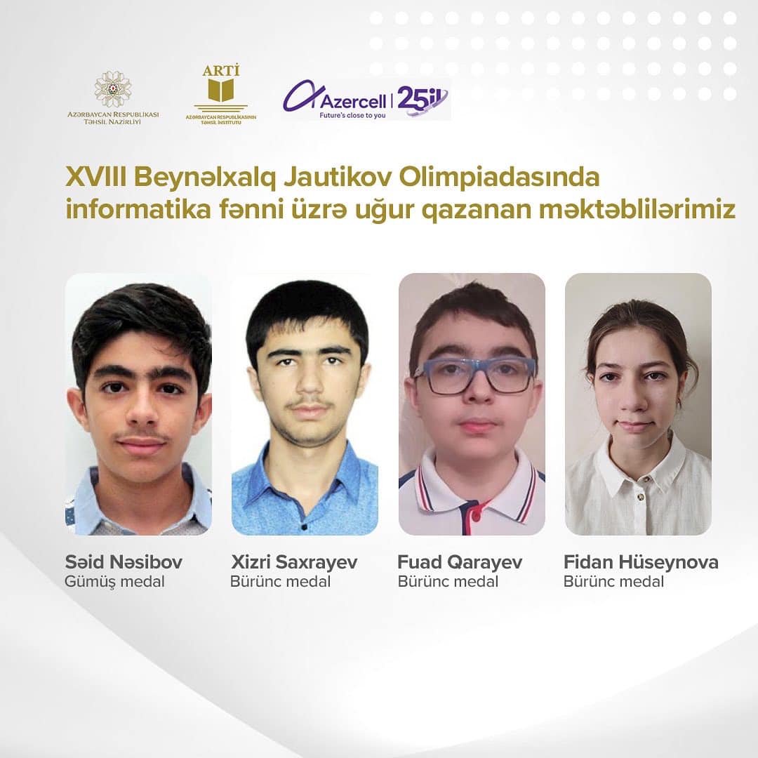 XVIII Beynəlxalq Jautikov Olimpiadasında uğur qazanan məktəblilərimiz